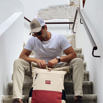 8000 KICKS | Everyday Backpack in Beige | Red Hemp