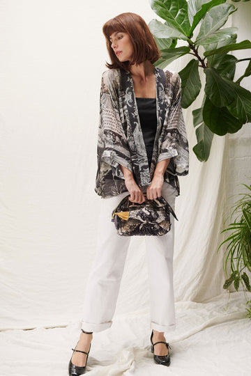 ONE HUNDRED STARS | Short Kimono Sunburst Grey