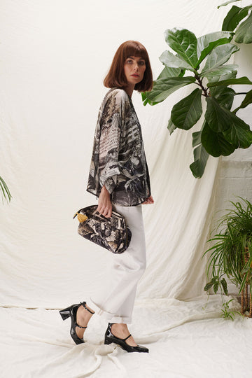 ONE HUNDRED STARS | Short Kimono Sunburst Grey