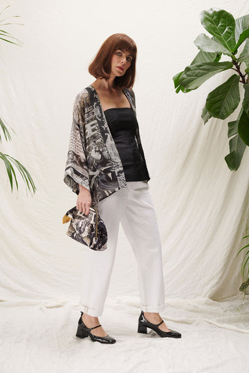 ONE HUNDRED STARS | Short Kimono Sunburst Grey