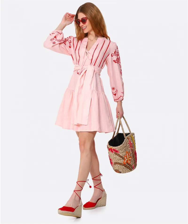 Mini Embroidered Linen Dress | KORI Fora Studios Australia Mini Embroidered Linen Dress | KORI Fora Studios Australia